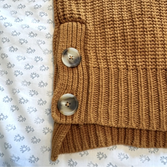 Madewell Chunky Knit Mockneck Wool Cotton Blend Button-Detail Small Sweater - Picture 7 of 7